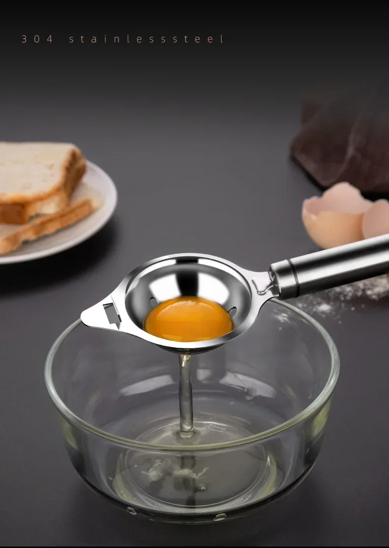 Description Picture 2 of itemStainless Steel Egg Separator Spoon Divider - Kitchen Tool for Separating Egg Yolk from White, Baking Utensil with Filter Design