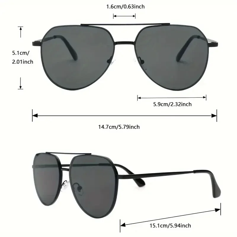 2pcs Unisex Classic Pilot Frame Casual Modern Simple Style Sunglasses For Men Daily Clothing Accessories Vacation Driving