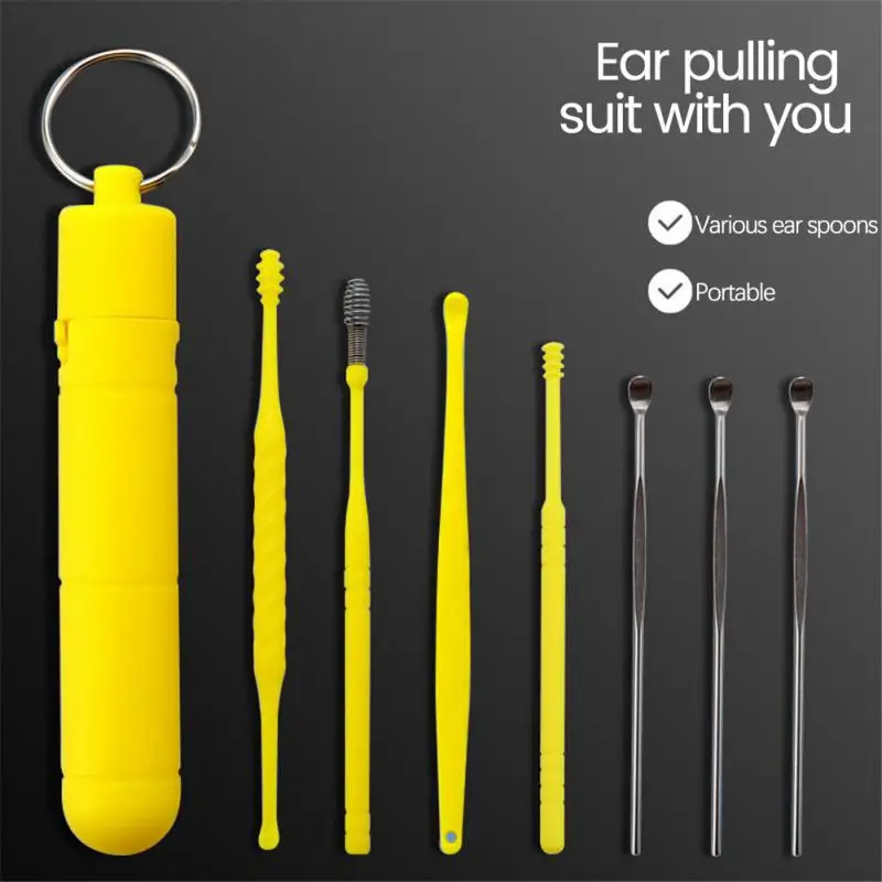 

set Stainless Steel Ear Picking Tools Ear Wax Remover Cleaner Ear Cleaning Spoon Ear Protector Ear Picker Earpick Sticks