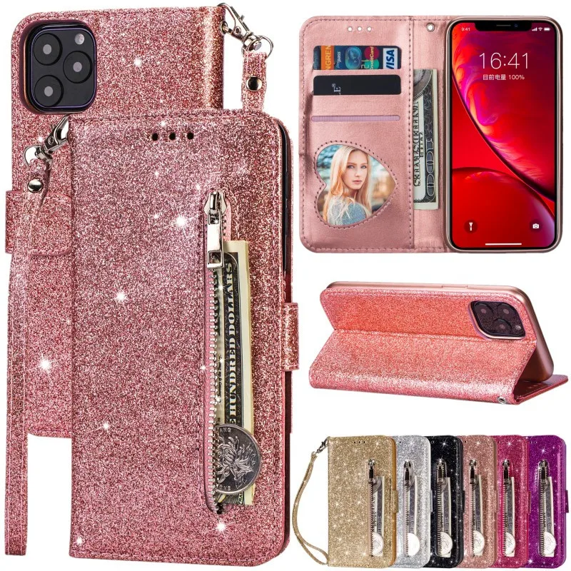 3D Pink Flower PU Leather Flip Wallet Case Magnetic Clip Card Slot Folio  Case Compatible With Samsung Galaxy iPhone Xiaomi and other phones