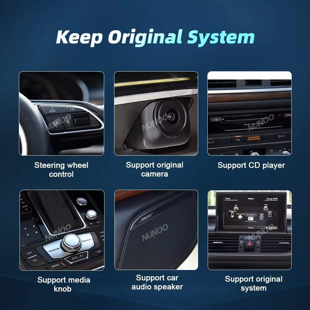 Qualcomm Android 14, Carplay Inalámbrico para Audi A6 C7 A7 2012-2018, Pantalla Táctil, Reproductor Multimedia para Auto, Radio GPS, Radio para Auto 5