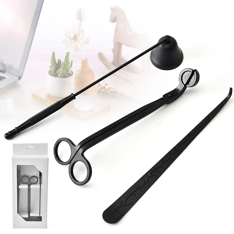3pcs/set Candle Snuffer Trimmer Hook Stainless Steel Luxury candle scissors Wicks Holder Dipper Home Deco Rose Gold Silver Black 1