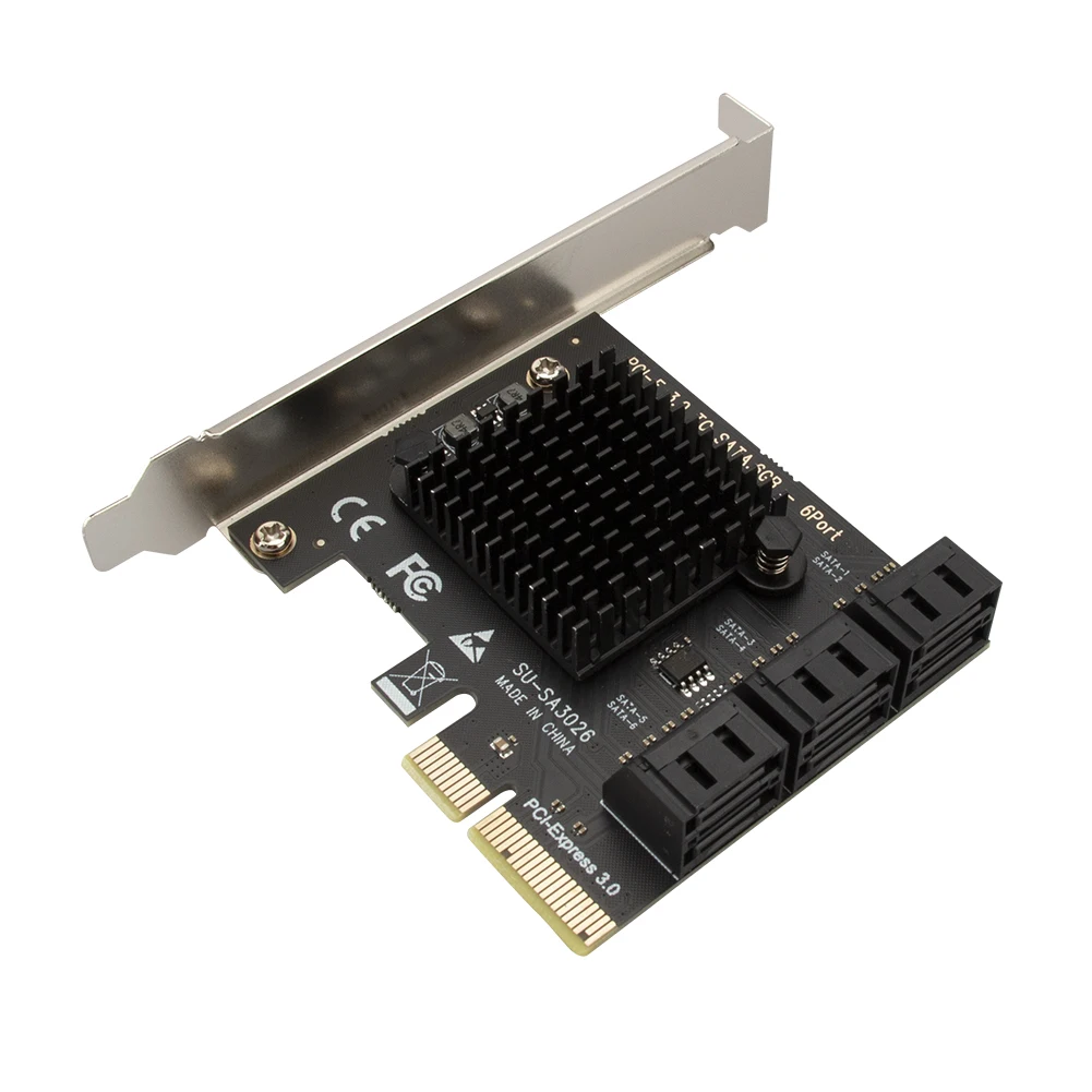 SATA PCIe 어댑터 6포트 SATA 3.0 to PCI Express x4 확장 카드 SATA III to PCI-E 3.0 X4 컨트롤러 HDD용 ASMedia ASM1166