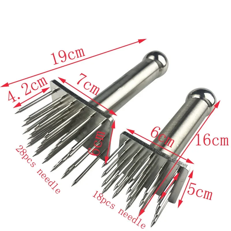 Stainless Steel Meat Needles Meat Hammer Pounders Wooden Handle Profession Tenderizer For Beef Tender Steak Kitchen Tools meat tenderizer meat hammer