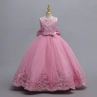 Shiny Toddler Little Big Girls Embroidered Beaded Bowknot Wedding Flower Girl Birthday Party Pageant Formal Easter Holiday Dress 1