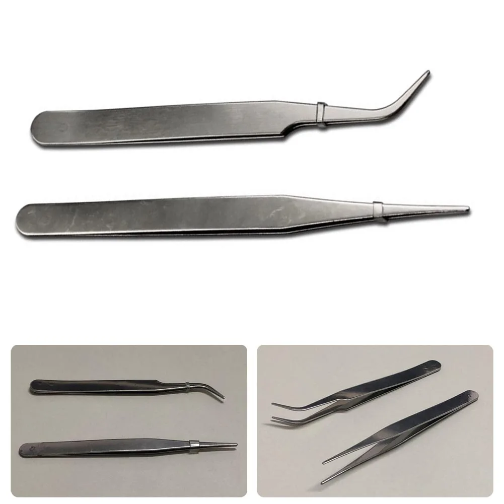 Tip Tweezers 2pcs Anti-magnetic Curved Straight Dismantling Hand Tool Set Maintenance Mini Repair Tool
