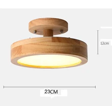  New Chinese corridor LED lamp Nordic simple household porch entry wood ceiling light balcony round solid wood lighting fixture 