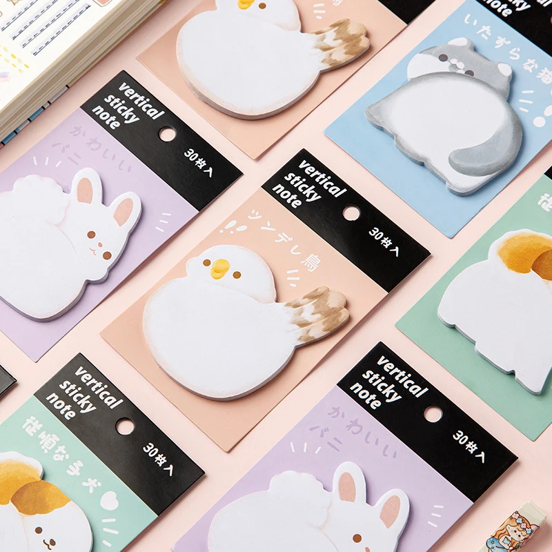 

30sheets Cartoon Cute Cat Dog Rabbit Bird Sticky Notes Creative Thickened Stickers High Face Value N Times Stickers Stationery