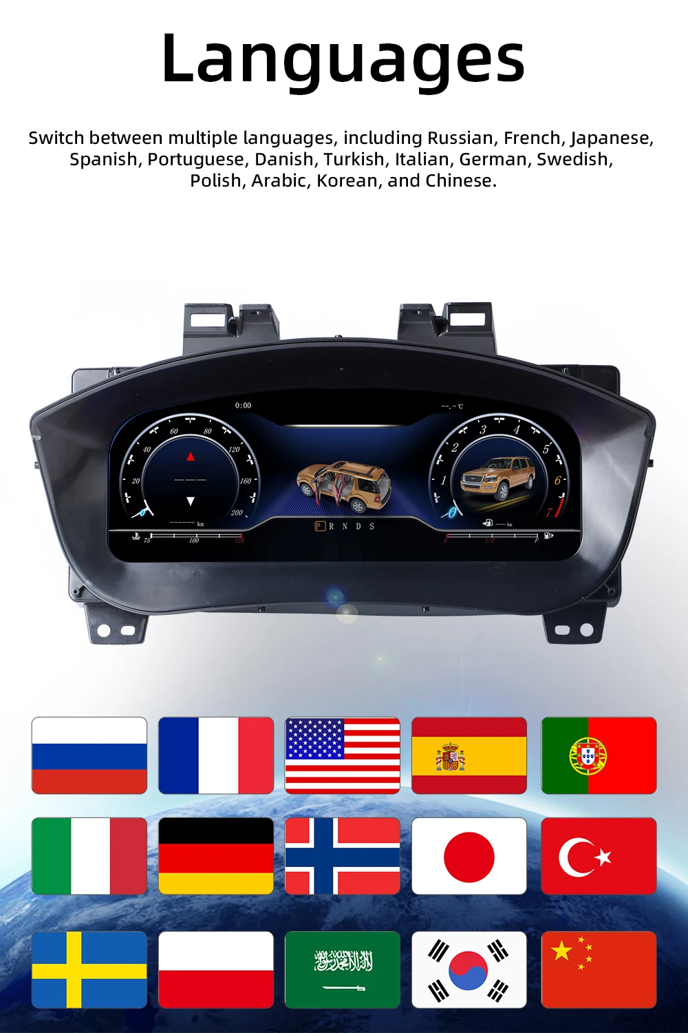 Digital Instrument Cluster Display For Ford Explorer 2017-2018 Speedometer 12.3”