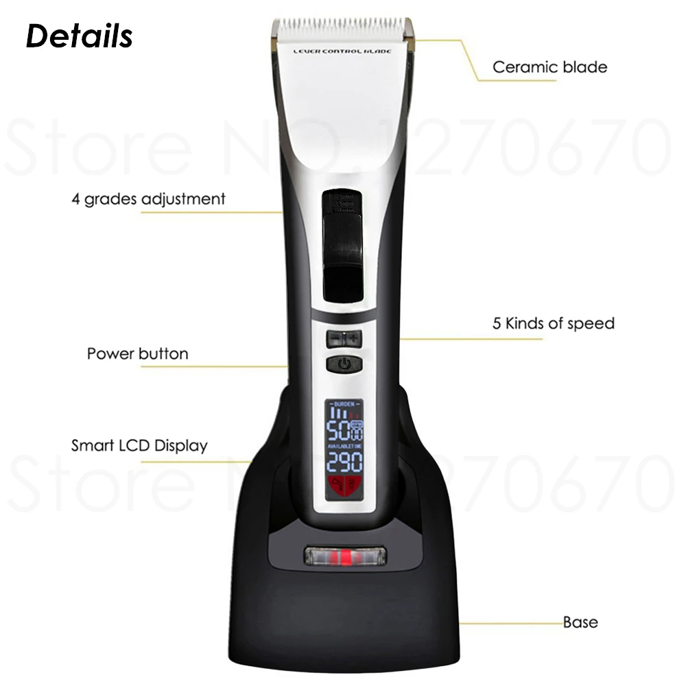 9100 Professional Pet Hair Trimmer Rechargeable Dog Cat Grooming Clipper LED Speed/Power Display Haircut Machine 110-240V EU New pet clipper dog hair trimmer pet hair trimmer dog clipper