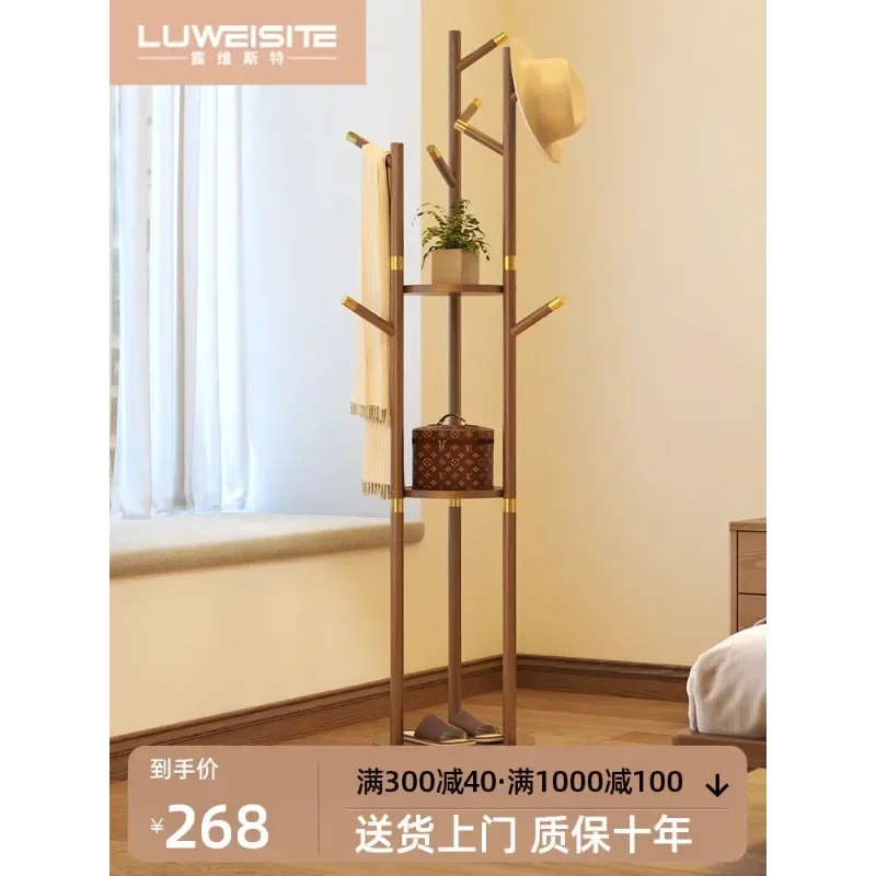 

Rotating clothes rack, all solid wood clothes rack, floor to floor bedroom clothes , household storage, vertical pole c