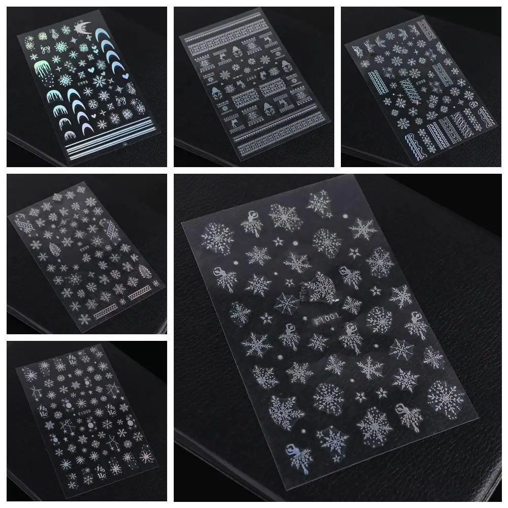 Laser Snowflake Christmas Laser Nail Stickers French Lines Christmas Tree Christmas Laser Nail Decals Xmas Nail Charms