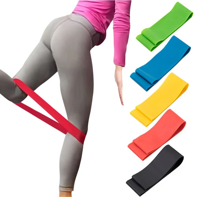 Bandas de goma de resistencia para Fitness, equipo de entrenamiento para  gimnasio, Pilates, 0,35-1,1mm, 5 unidades por lote - AliExpress