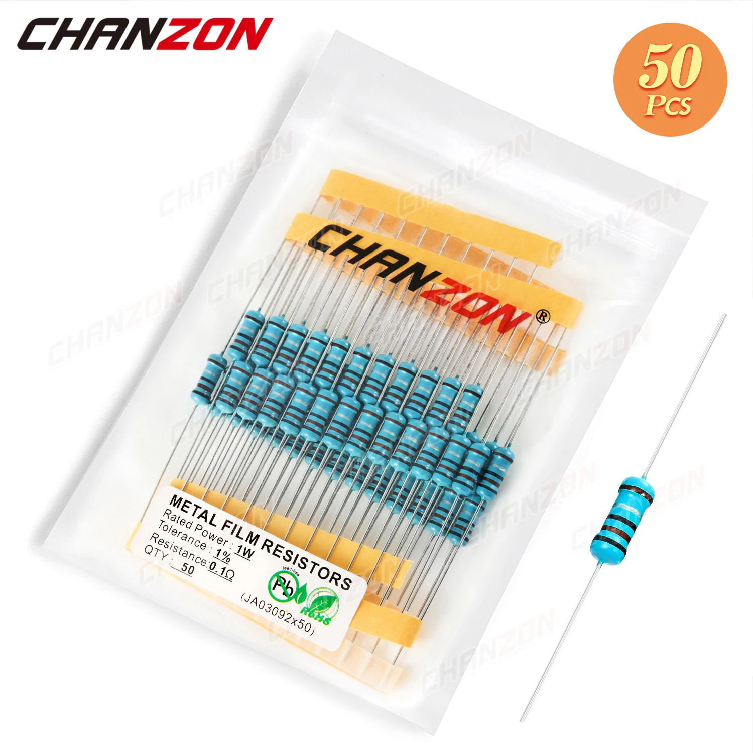 50 pcs/Lot 1W 1% High Precision Metal Film Resistor 2 4.7 10 22 100 220 330 470 1K 4.7K 15K 47K 68K 220K 470K ohm 1 W Resistance metal film resistor