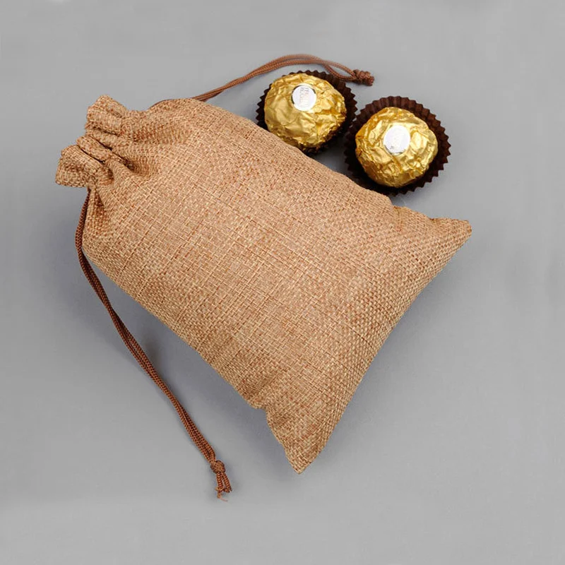 Eco-Friendly Burlap Drawstring Gift Bags | Rustic Jute Pouches for Wedding Favors, Handmade Jewelry, DIY Crafts, Party Supplies, 6