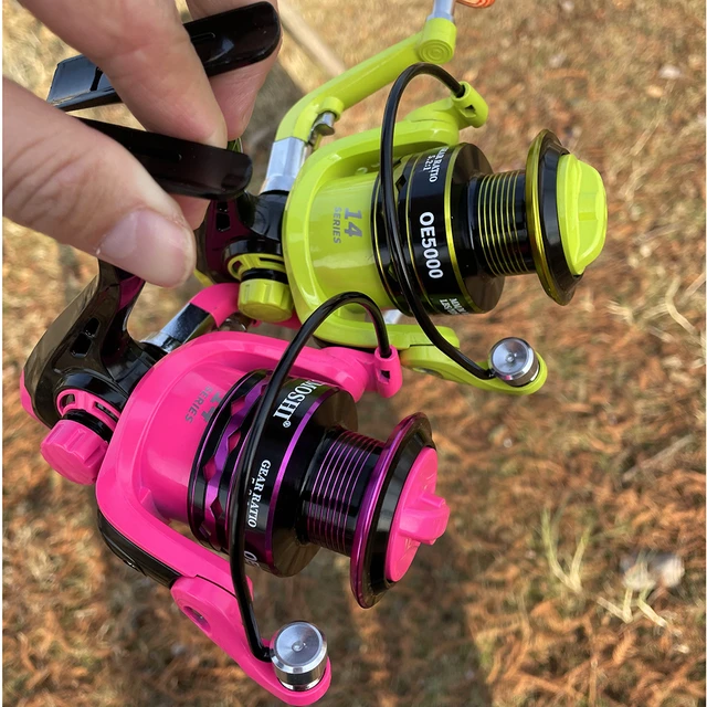 Pink/green Spinning Wheel Gear Ratio 5.2:1 Saltwater Fishing Reel 2000 3000  4000 5000 6000