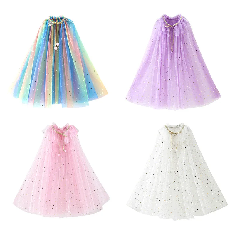 Girl Cosplay Costume Summer Shawl Ice and Snow Princess Draped Cape Party Accessories