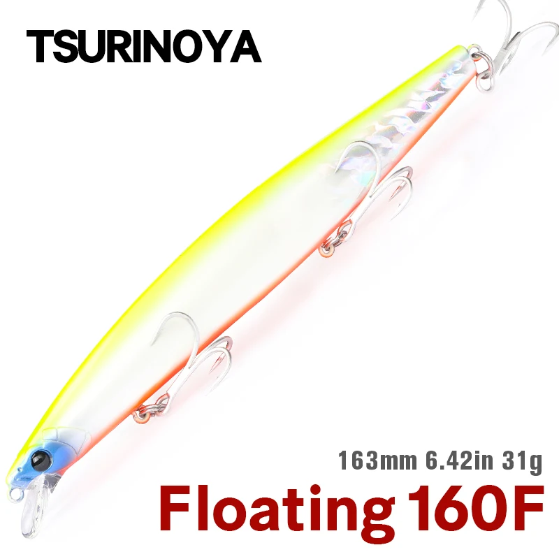 TSURINOYA 163mm 31g Floating Minnow Fishing Lure STINGER DW110 160F  Ultra-long Casting Seabass Piura Sea Fishing Lure