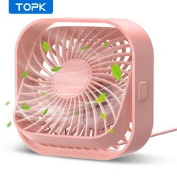 Compact USB Desk Fan with Quiet Operation and Adjustable 3-Speed Airflow (Pink)
