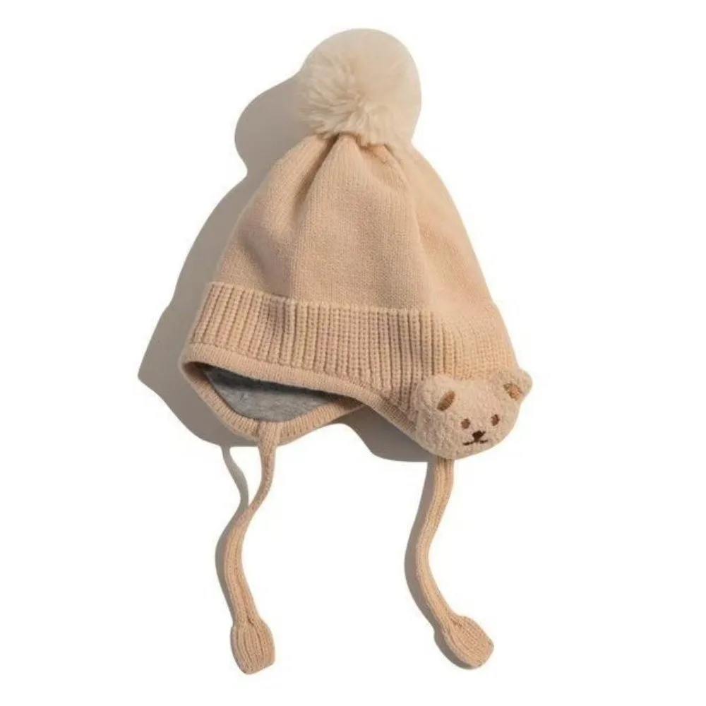 Warm Knit Baby Hat with Bear Earflap for Winter