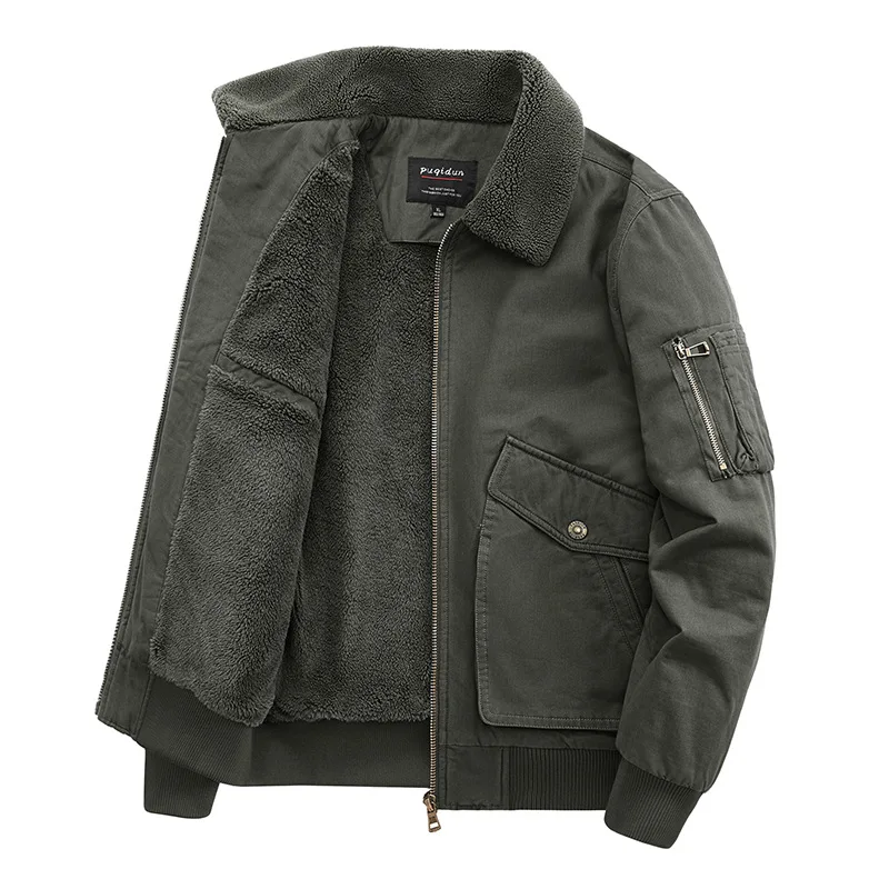 Autumn/winter Fleece-lined Thickened Woolen Jacket For Middle-aged Elderly Men Warm Excessively Large Leisure Winter Clothing 4