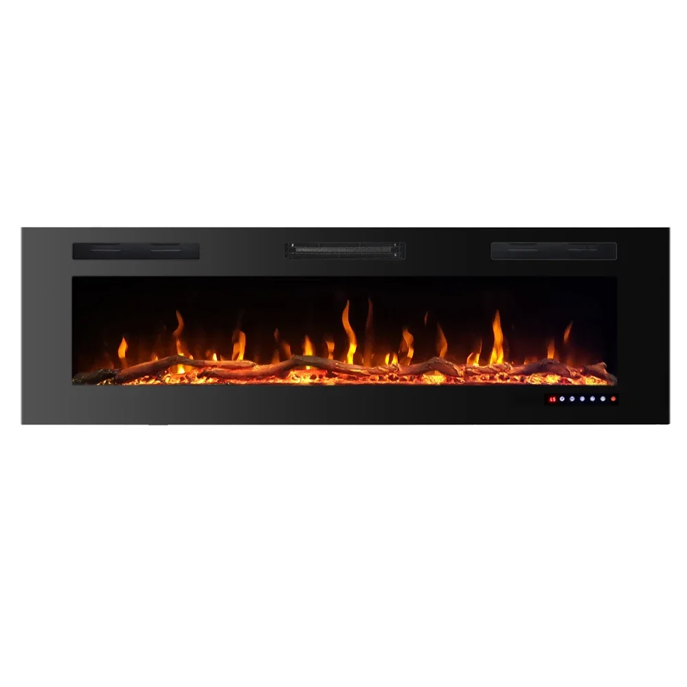 Electric Fireplace Wall Recessed Mounted LED Decorative Fireplace Wood Insert 60inch/152cm Fire Place Heater for RV Home Hotel