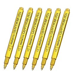 Waterproof Metallic Brush Paint Marker Set - Gold & Silver Craft Supplies (Hard gold 6pcs)