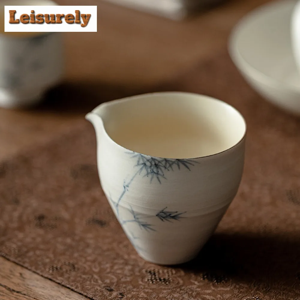 160ml Antique Powder Drawn White Tea Pitcher Hand-painted Ink Bamboo Cha Hai Justice Cup Oolong Tea Divide Tea Items Accessories