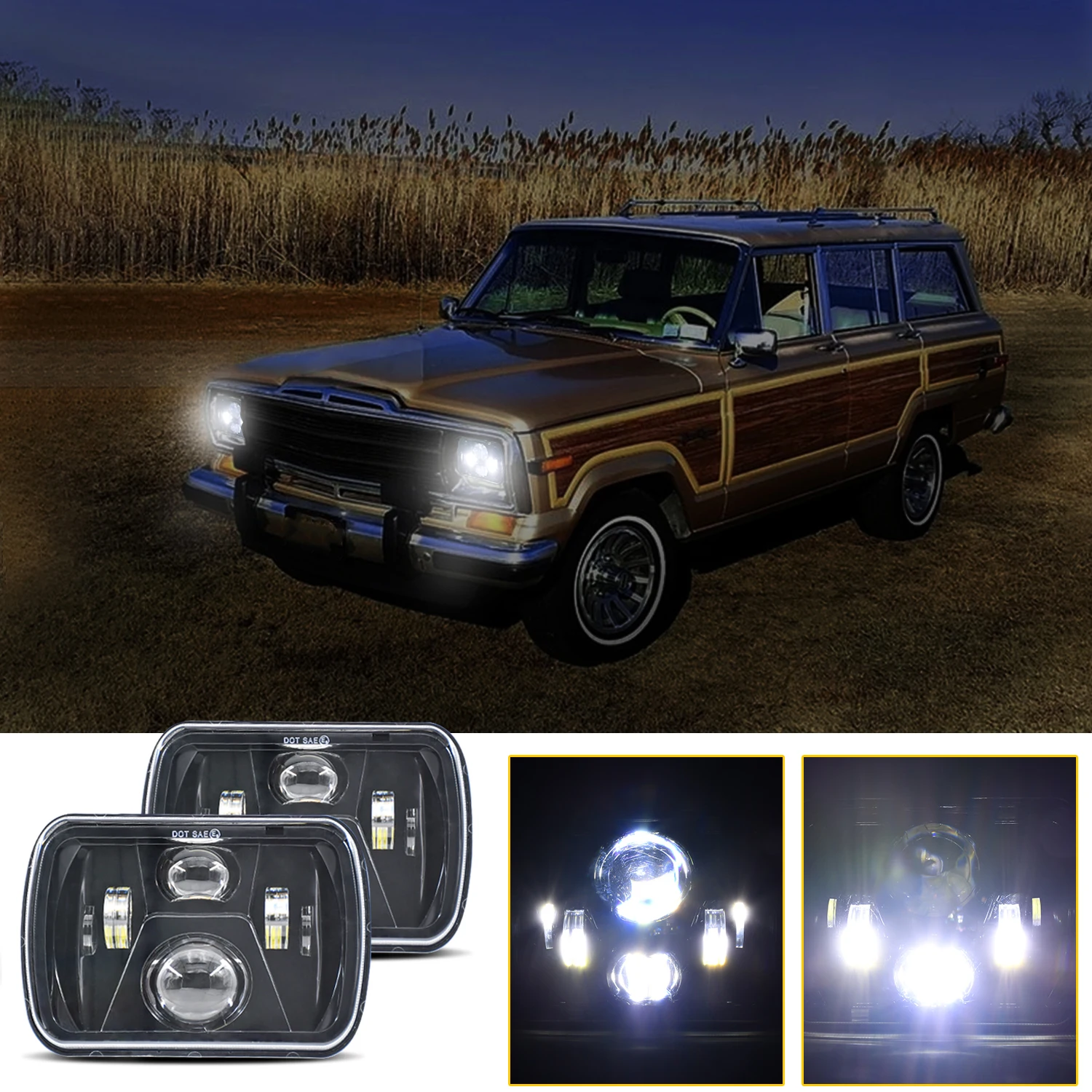 H4 Led Faro 300W Led Faro Hi/Low Indicatore Di Direzione Per 4X4 Suzuki Samurai Jeep Wrangler Off Road 5X7 7X6 Quadrato 7 Pollici