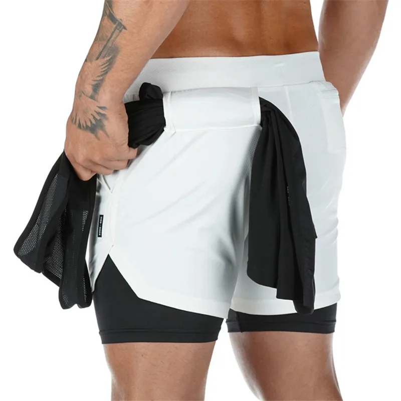 mens casual summer shorts Summer Men's Running Shorts 2 In 1 Sports Gym Fitness Quick Dry Workout Shorts Training Clothing Double Layer Men Sports Shorts casual shorts for women