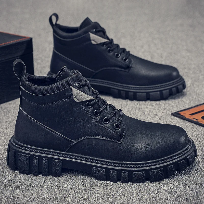 

Мужские ботинки в стиле ретро, осень и зима, британская многофункциональная повседневная кожаная обувь с высоким верхом, мужские ботинки, плюшевые теплые ботинки