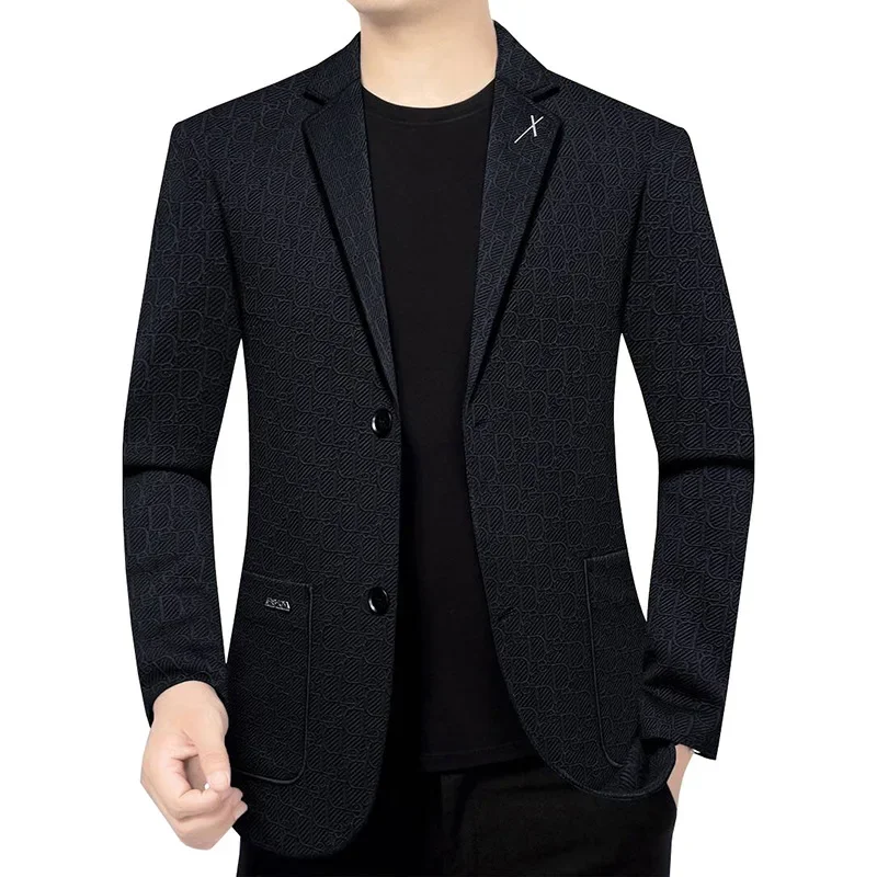 

New Spring Men Luxurious Black Blazers Jackets Man Formal Wear Business Casual Suit Coats Quality Male Blazers Men's Clothing 4X