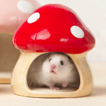 Casetta per criceti in ceramica per piccoli animali Grotta di funghi all'aperto Cibo per piccoli animali per criceti domestici che mantengono Gigts