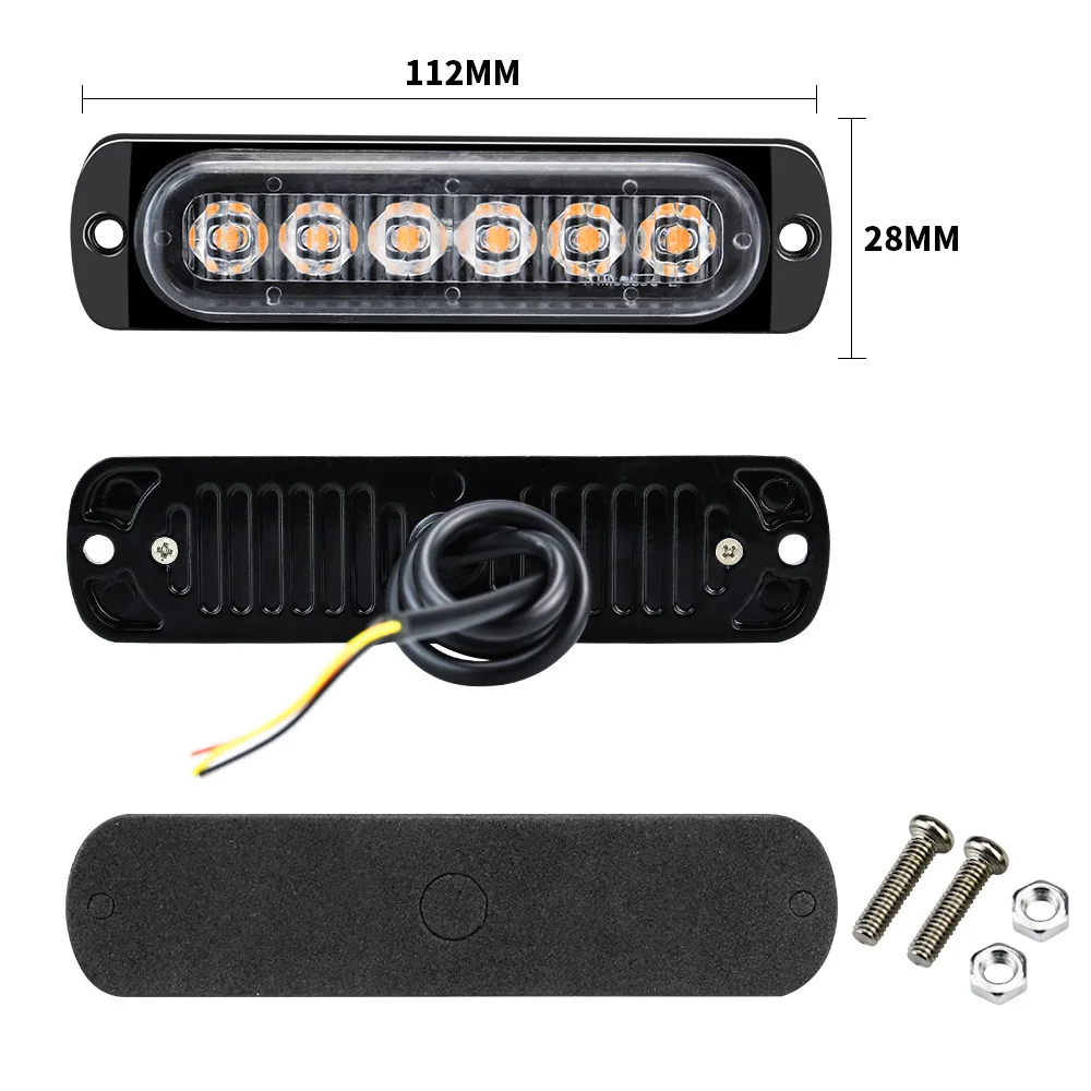 2x Truck 12V 24V 6smd LED Strobe Warning Light Strobe Grille Flashing  Lightbar Car Beacon Lamp Amber Yellow White Traffic Light - AliExpress
