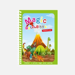 Children's Reusable Magic Water Drawing and Coloring Book - Sensory Educational Toy (Dinosaur With pen)
