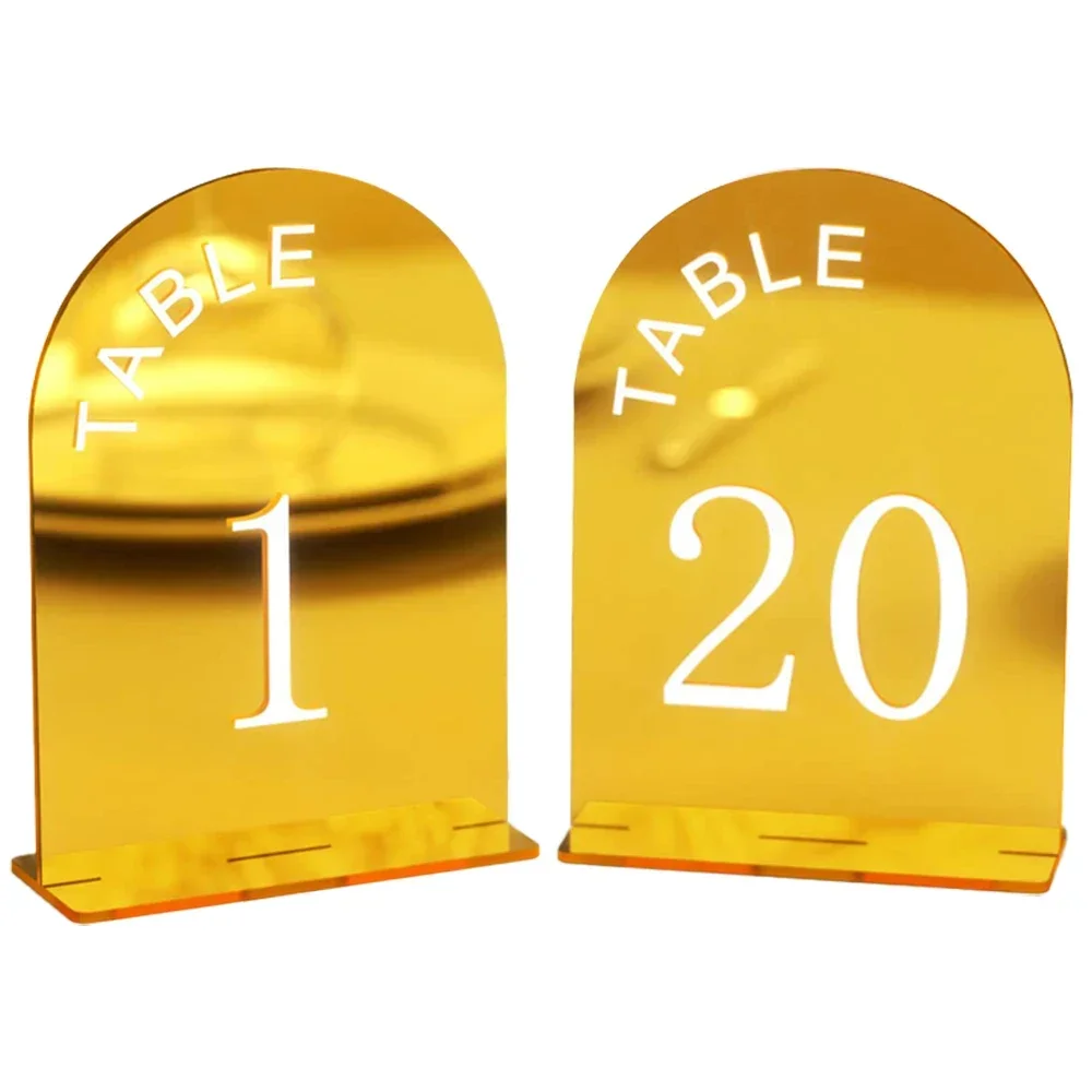 Acrylic Gold Mirror Wedding Table Numbers Wedding Table Signs Numbers Decor with Stand