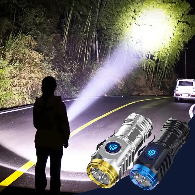 Three-Eyed Monster Mini Flashlight Super Bright Pocket Flashlight Torches 5 Modes Rechargeable & Waterproof Handheld Flashlight