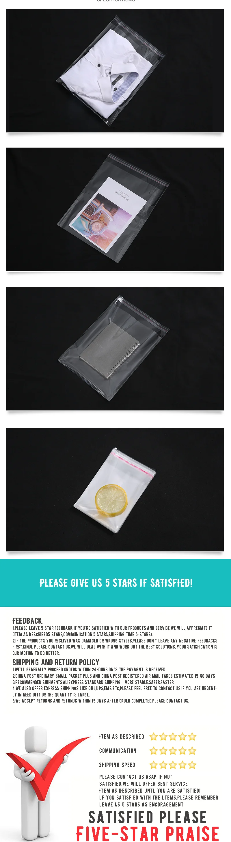100/200/500 Stück OPP transparente selbstklebende Beutel Zellophanversiegelung Plastiktüten wiederverwendbare Süßigkeiten Schmuck Geschenkverpackungsbeutel – Detail 3