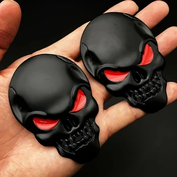 2pcs Skull Pirate Skeleton Buccaneer Head Skull 3D Metal Car Body Sticker Auto Rear Emblem Badge Decal 1