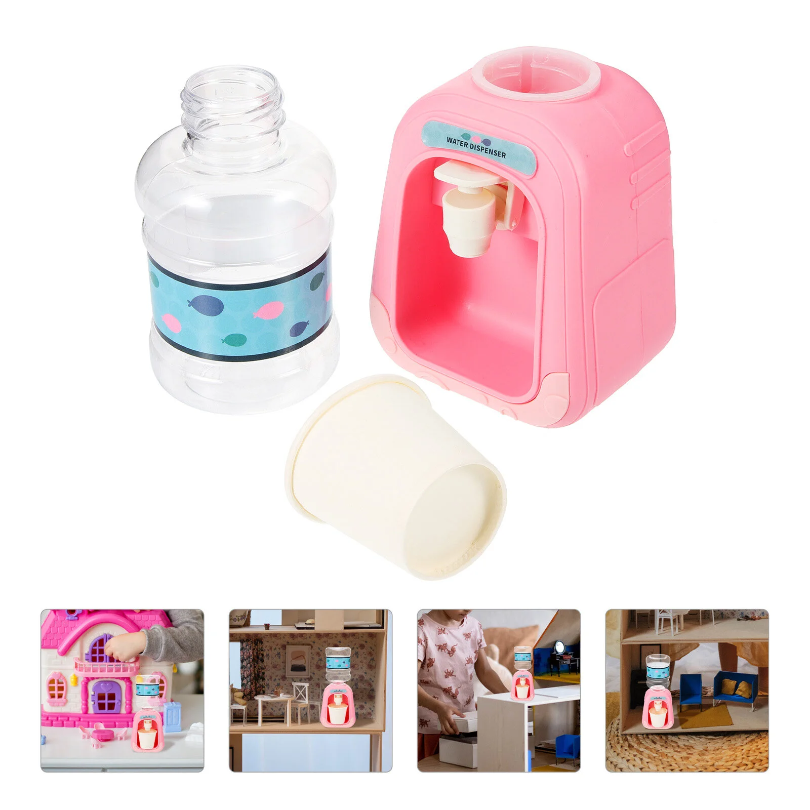 

House Mini Simulation Candy Fun Drinking Machine Miniature Food Play Scene Props Matching Model (Pink) Water Dispenser