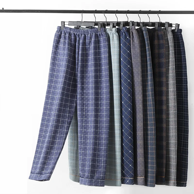 

Big Yards 3XL-6XL Men's Long Trousers Warm 3Layers Cotton Laminated Sleep Pant Men Pajamas Pants Bottoms Sleepwear Pijama Hombre