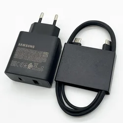 Samsung 35W Dual - Port Fast Wall Charger with 1M USB - C Cable - Black EU With Cable