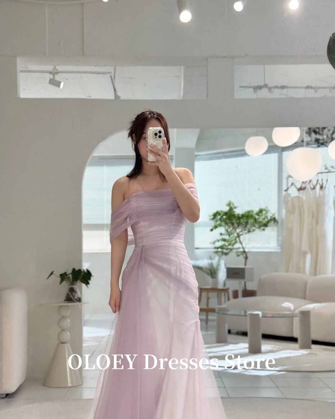 OLOEY Fairy Violet Wedding Party Dresses Off Shoulder Tulle Long Mermaid Bridal Gowns Corset Evening Party Dress Customized 4