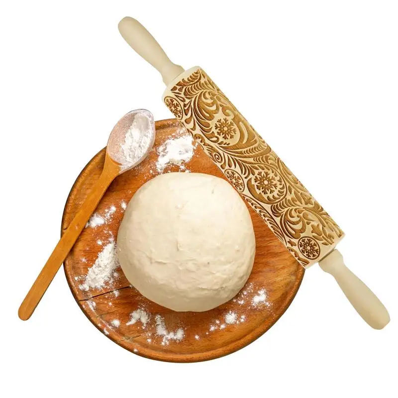 

Christmas Rolling Pins Snowflake Wooden Rolling Embossing Baking Cookies Biscuit Fondant Cake Patterned Roller