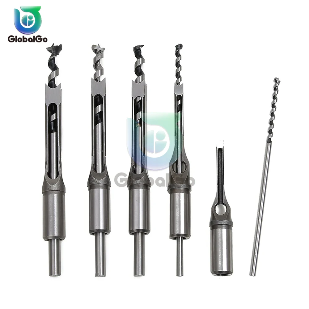 

4Pcs HSS Twist Drill Bits Square Auger Mortising Chisel Drill Set Square Hole Woodworking Drill Tools Kit Set Extended Saw