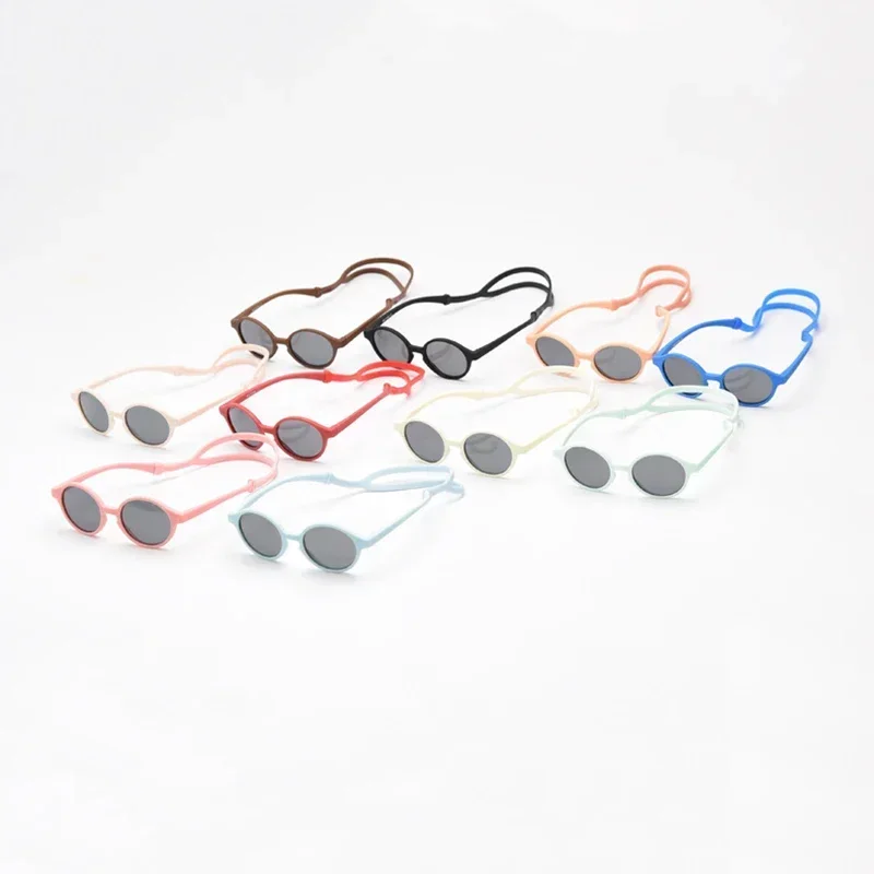 3-12 Years Baby Silical Gel Glasse UV400 Protection TPEE Polarized Strap Flexible Sunglasses with Free Silical Rope for kids sunglasses,children sunglasses