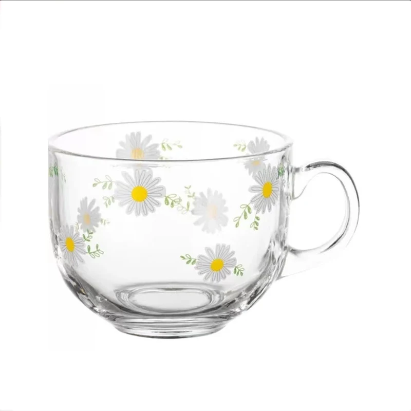 Cappuccino Coffee Mug, Daisy Flower Pattern Coffee Cup, Breakfast Milk –  Paintingforhome