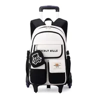 Rolling School Bags for Girls Backpack Children Waterproof School Backpacks with Wheels Middle School Trolley Luggage Back Pack 1