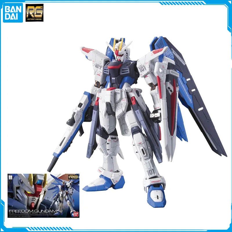 

In Stock Bandai RG 1/144 ZGMF-X20A Strike Freedom Gundam Original Model Anime Figure Model Toys Action Collection Assembly Doll