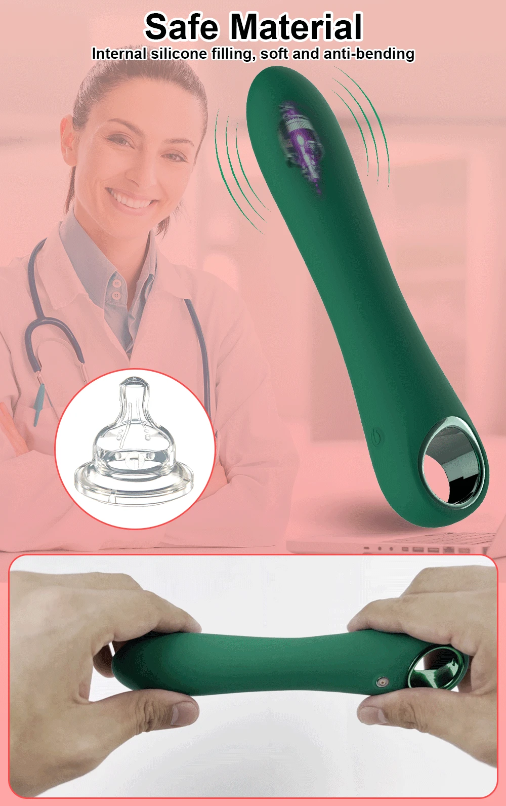 Powerful Silicone G-spot Vibrator And Clitoral Anal Stimulator_voghion.com